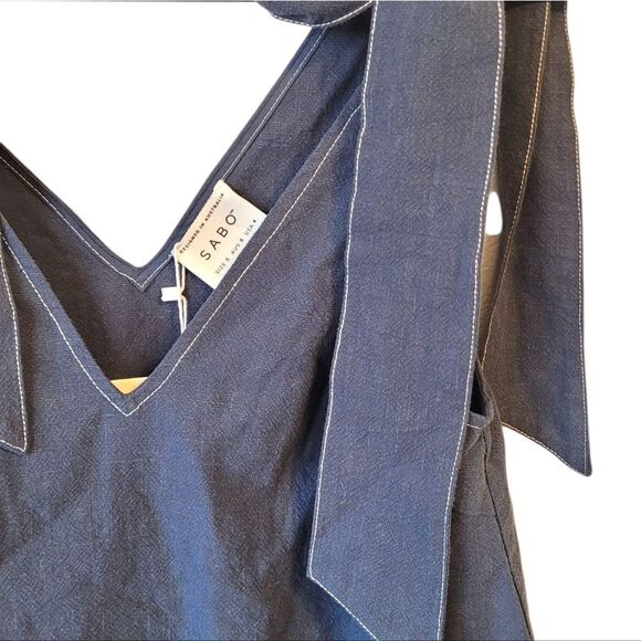 SABO Women's Blue Elixir Tie Strap Ramie Top Size US 4 NWT - Picture 5 of 8